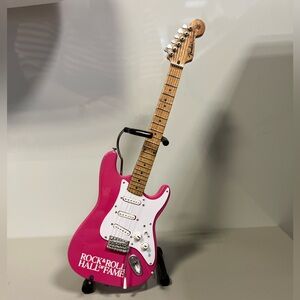 Axe Haven Pink Rock & Roll Hall of Fame Mini Fender Guitar